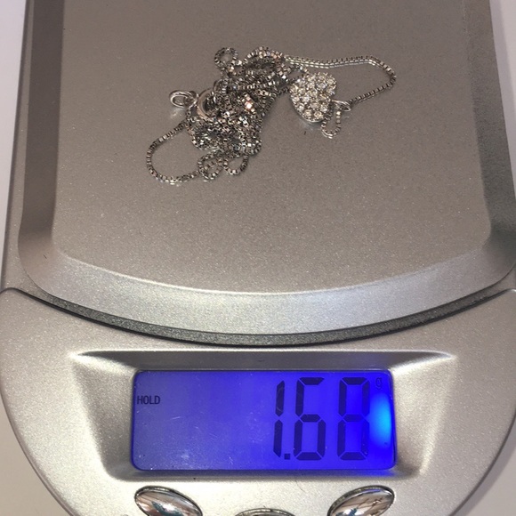 14K White Gold XS Pave Diamond Heart Necklace - Picture 6 of 14